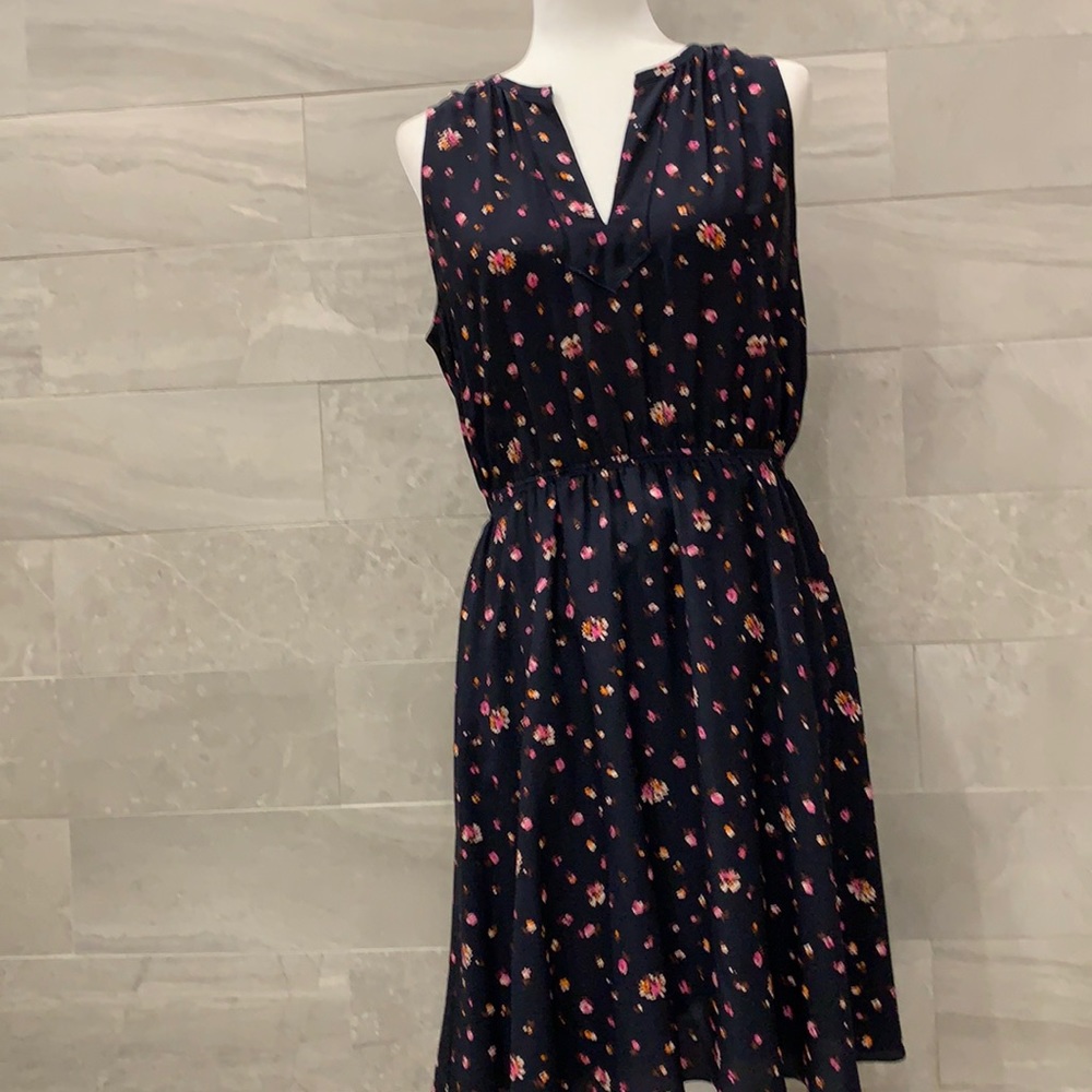 Rebecca Taylor Dress Navy blue Pink Floral design 10